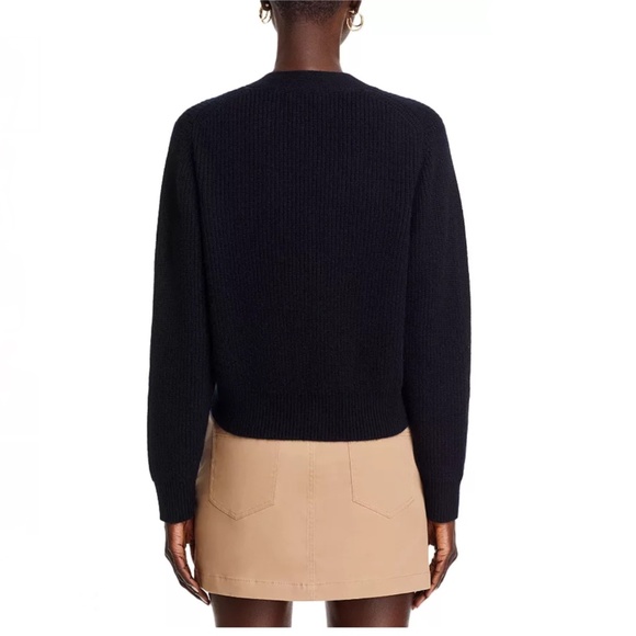 Luxurious 100% Cashmere V-Neck Novelty Stitch Cardigan By Aqua in Black - Picture 4 of 8